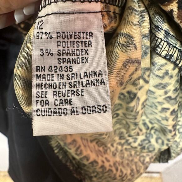 Vintage Black Cardigan Dress Leopard Print Mob Wife by Sheri Martin Size 12 - Picture 5 of 6